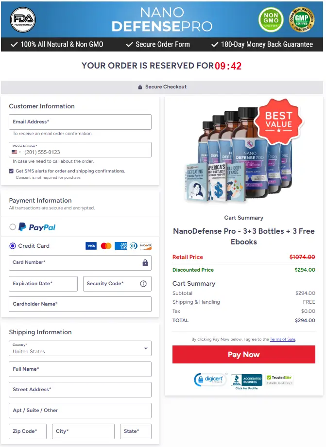 NanoDefense Pro Checkout Page